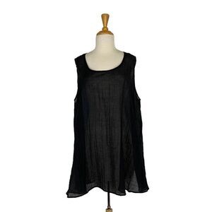 Kedem Sasson OS Black Tunic Tank Top Art to Wear Lagenlook Fits M L XL 1X 2X 3X